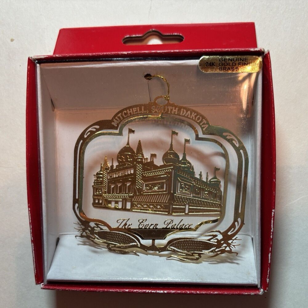 South Dakota 24K Gold Flashed Brass XmasCut Out Ornament Nation's Treasures